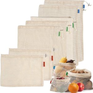 Viedouce Sacs Produits Réutilisables Fruits,Sac Reutilisable Legumes en Coton (7 Paquet)