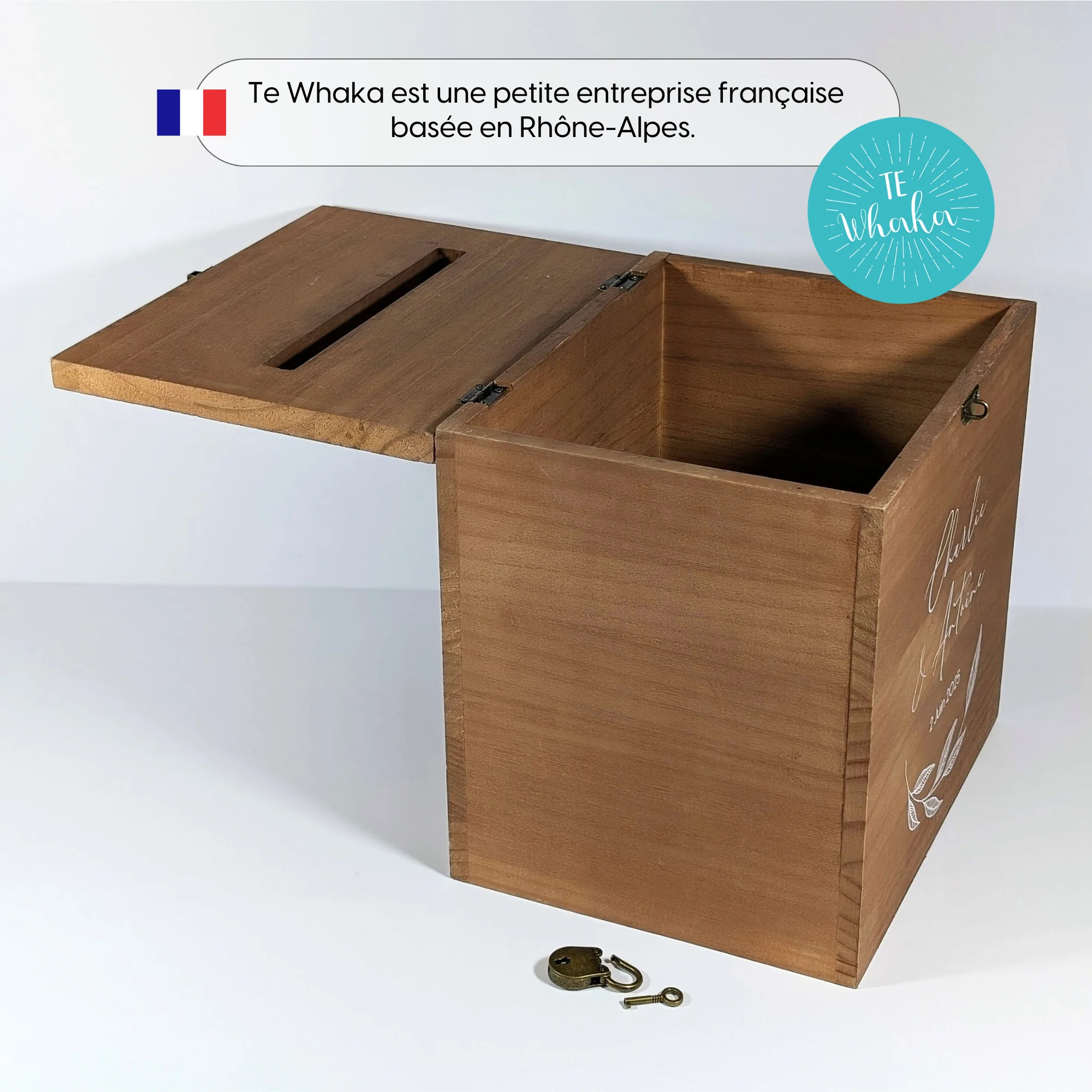 Urne en bois foncé personnalisée | Urne personnalisée baptême, communion, anniversaire, mariage – Image 9