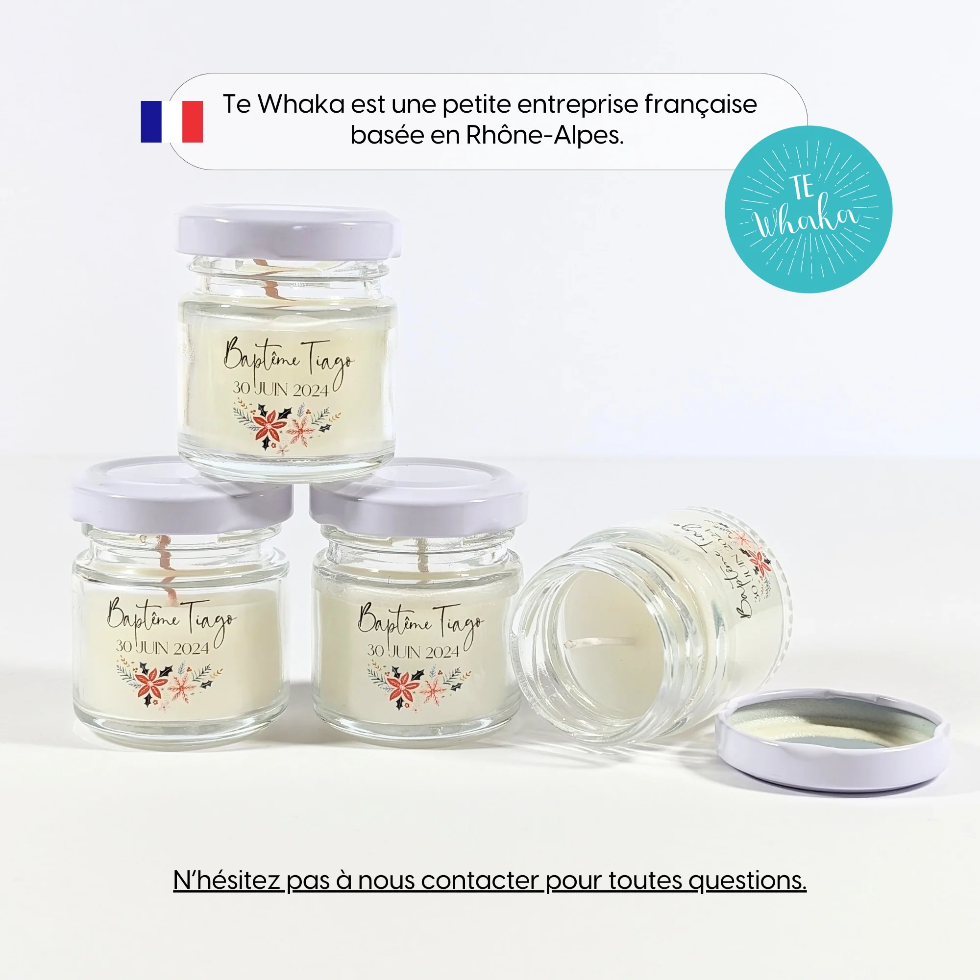 Petite bougie personnalisée licorne | Cadeaux invités anniversaire, baby-shower, baptême – Image 9