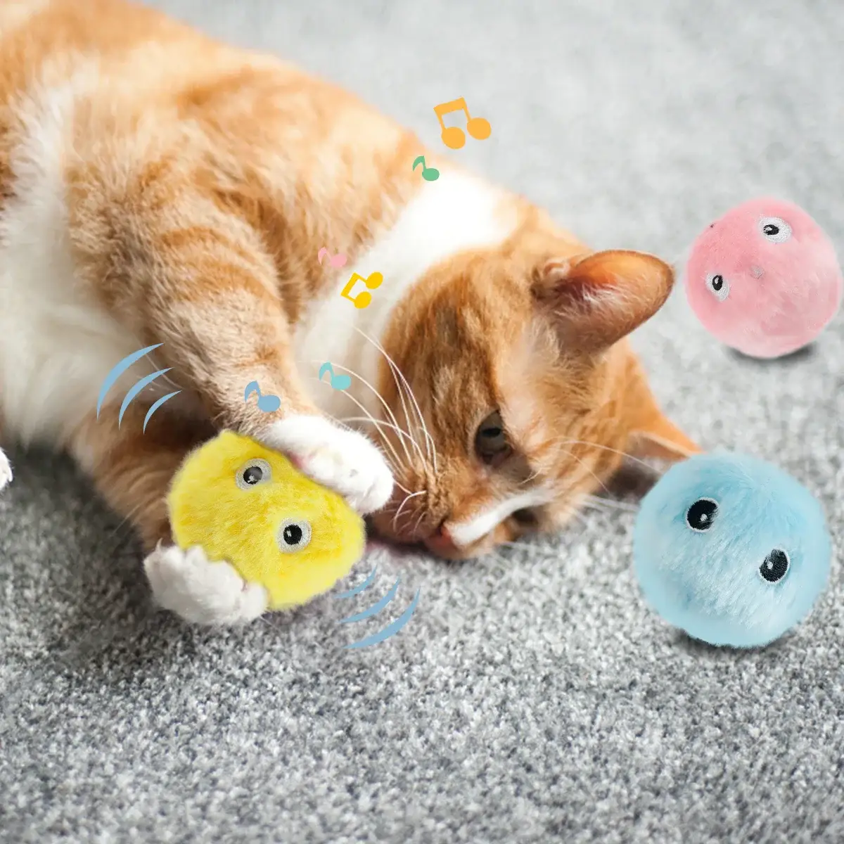 jouet interactif chat Boule peluche musical – Image 3