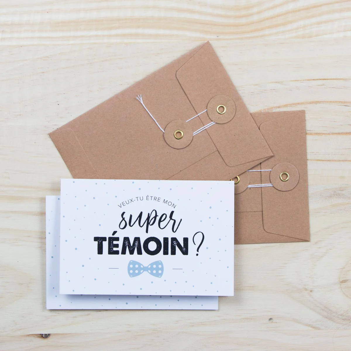 Demande de témoins mariage - Lot de 2 cartes postales + enveloppes "Veux-tu être mon super témoin ?"
