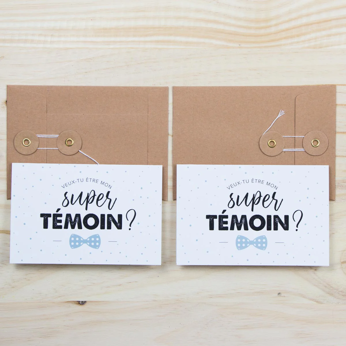Demande de témoins mariage - Lot de 2 cartes postales + enveloppes "Veux-tu être mon super témoin ?" – Image 2