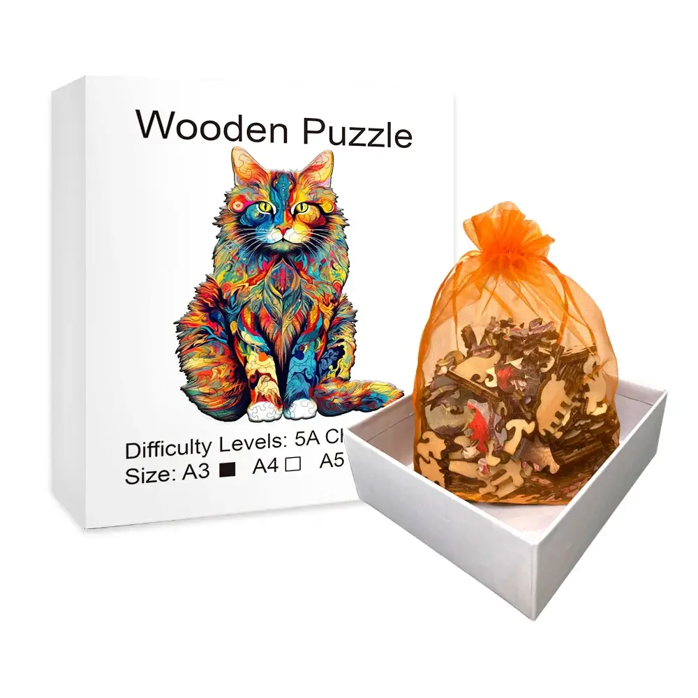 Puzzle en bois Animal Chat – Image 3