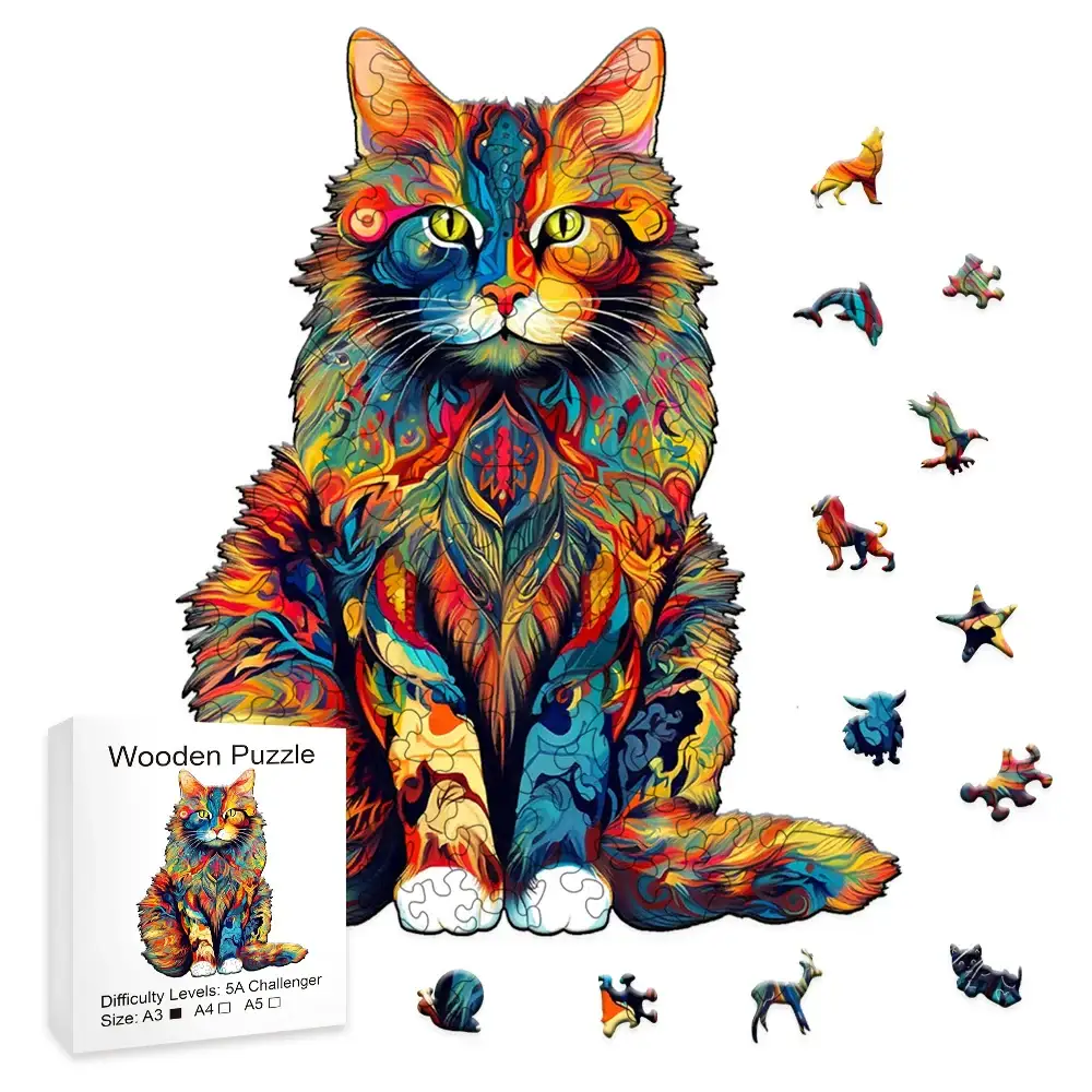 Puzzle en bois Animal Chat – Image 4
