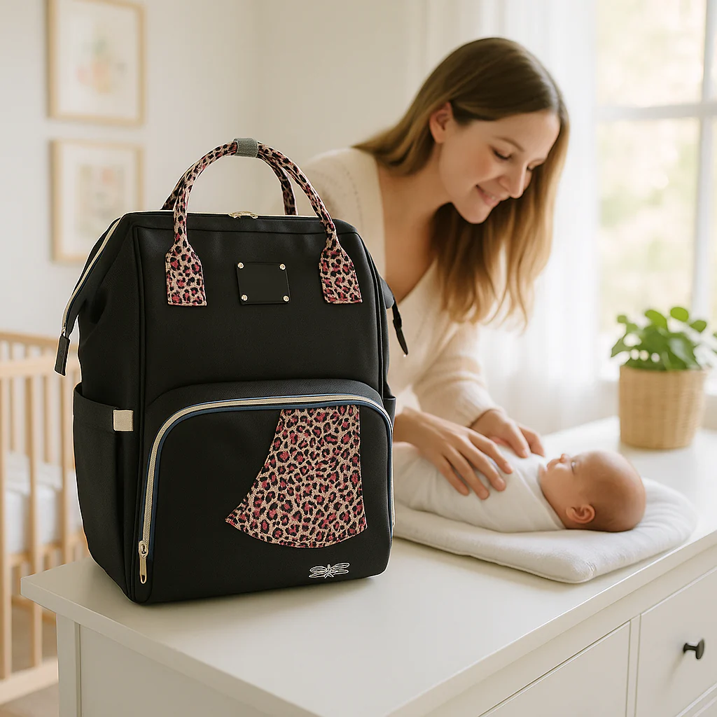 Sac à langer noir | tendance leopard – Image 2