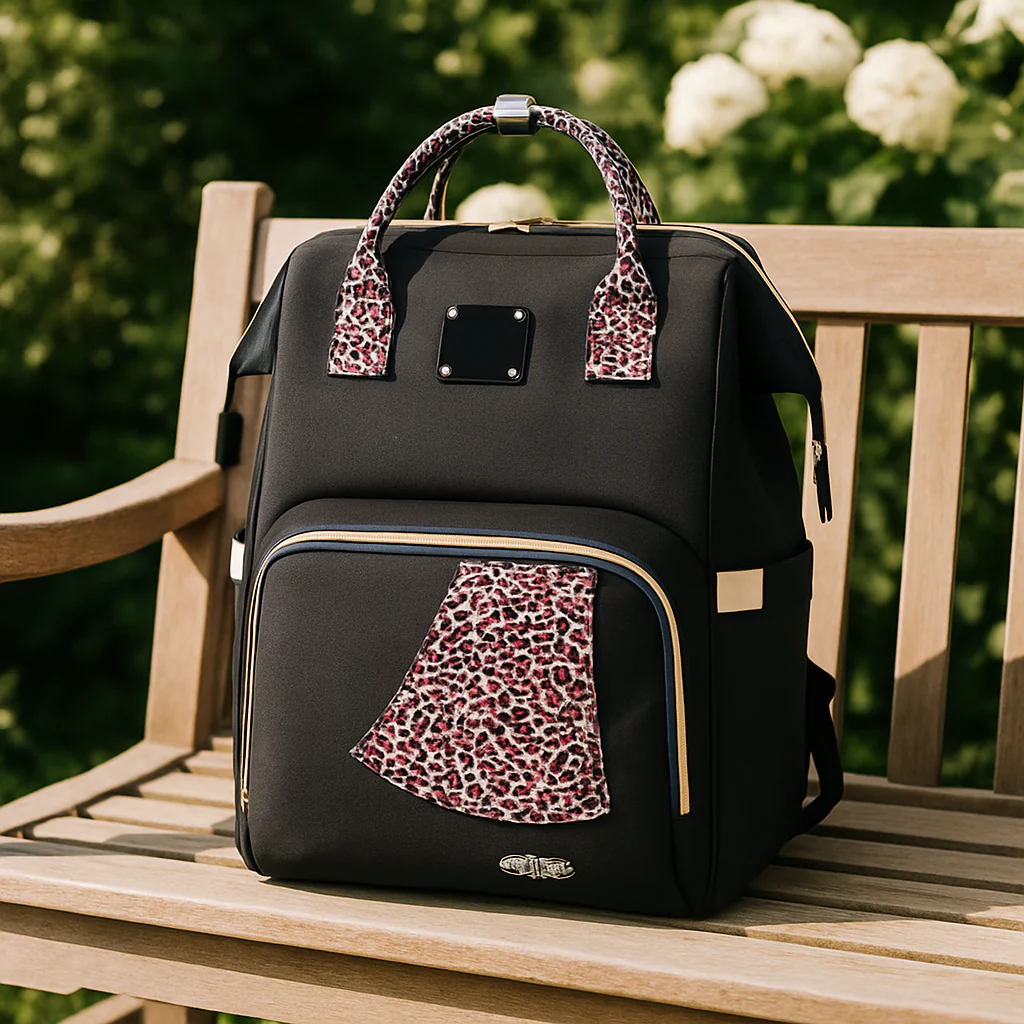 Sac à langer noir | tendance leopard – Image 3