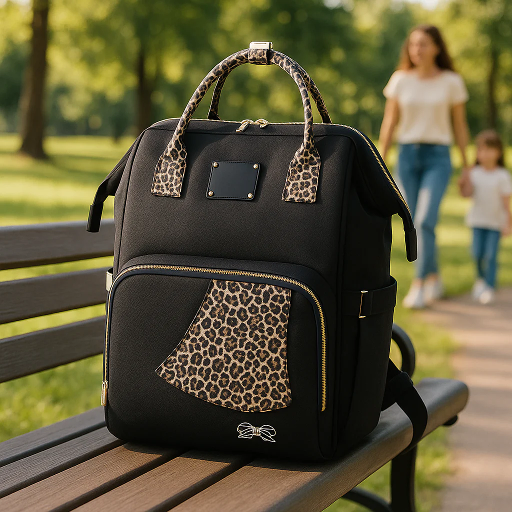 Sac à langer noir | tendance leopard – Image 4