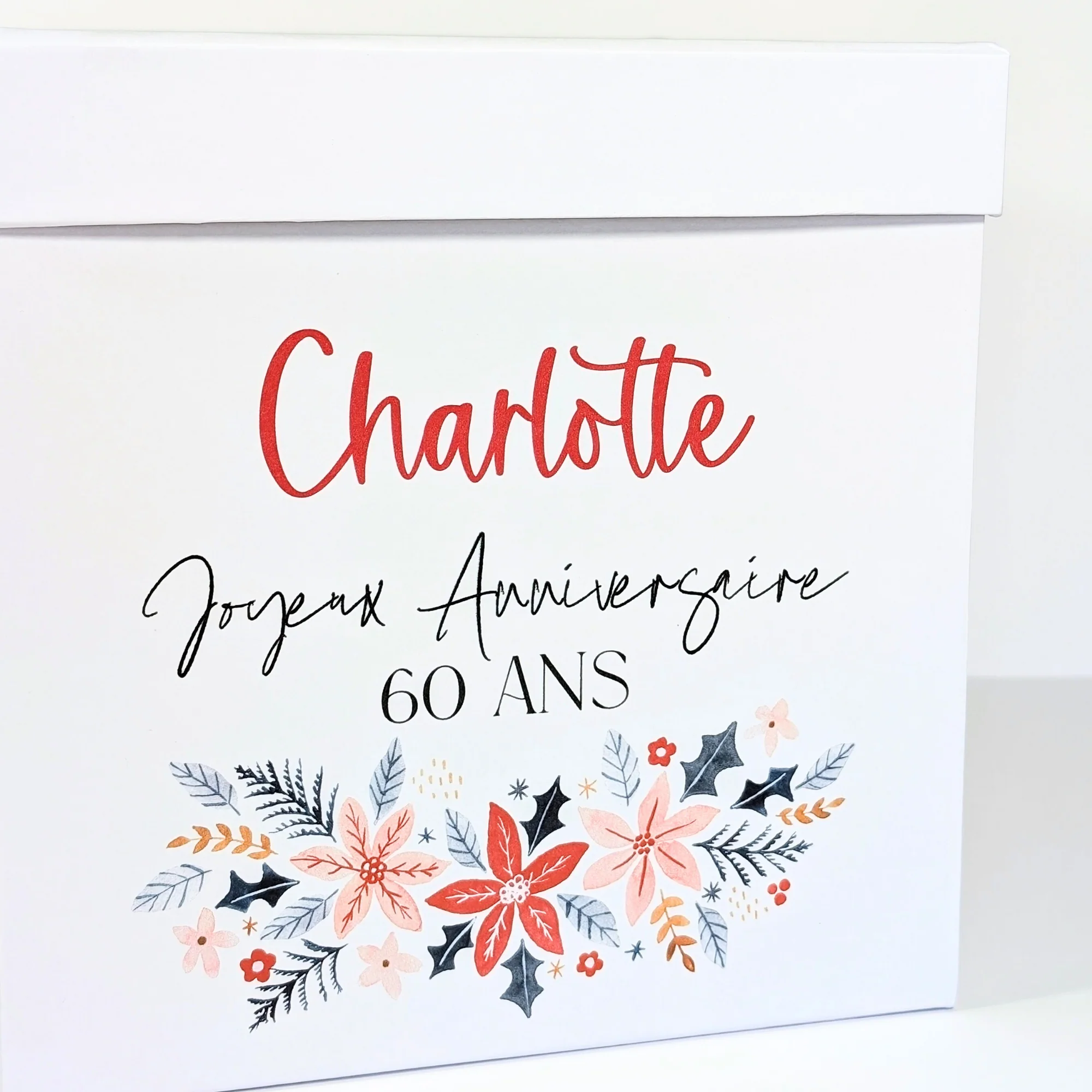 Urne en carton personnalisée - Couronne de fleurs | Urne mariage, baptême, communion, anniversaire, départ à la retraite – Image 2