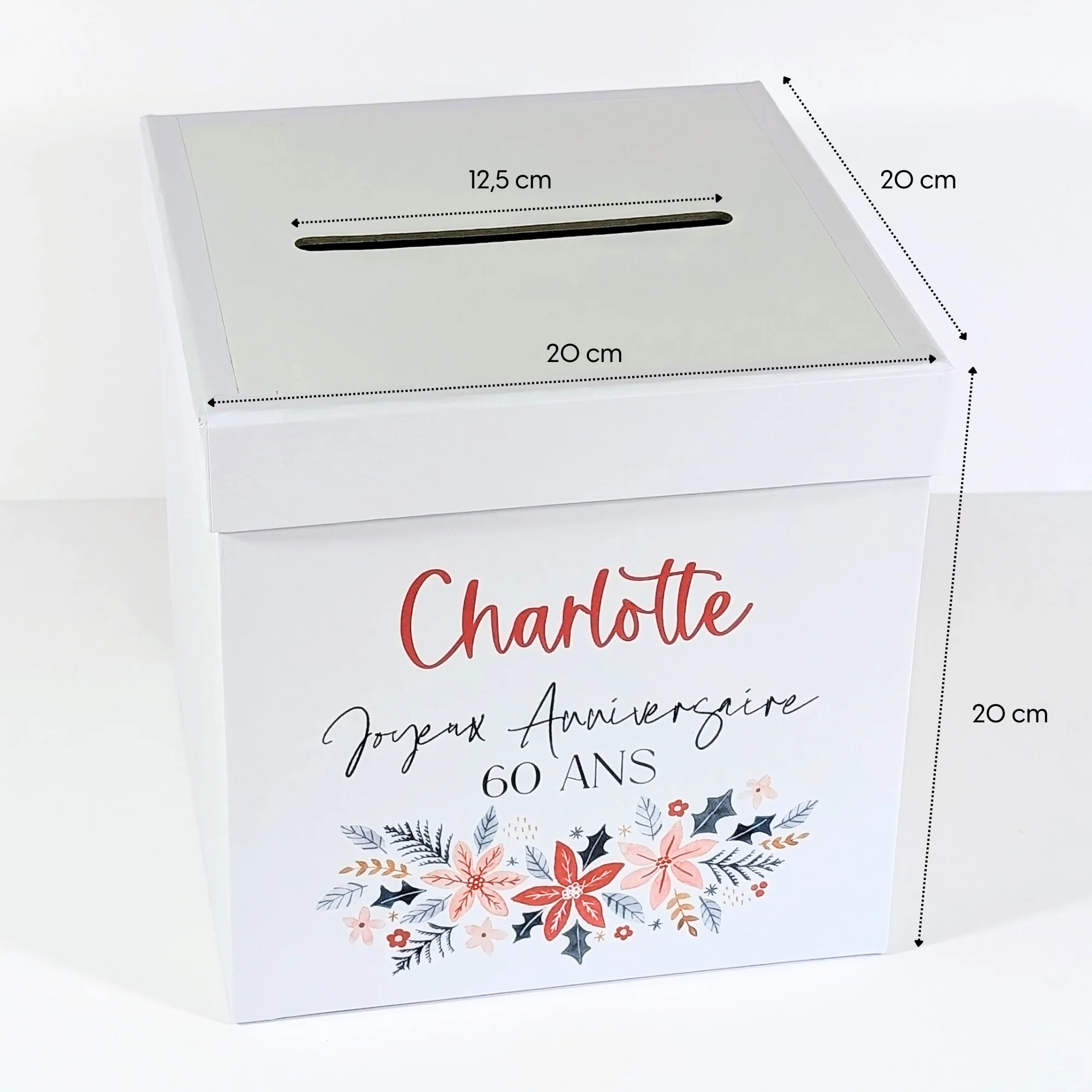 Urne en carton personnalisée - Couronne de fleurs | Urne mariage, baptême, communion, anniversaire, départ à la retraite – Image 3