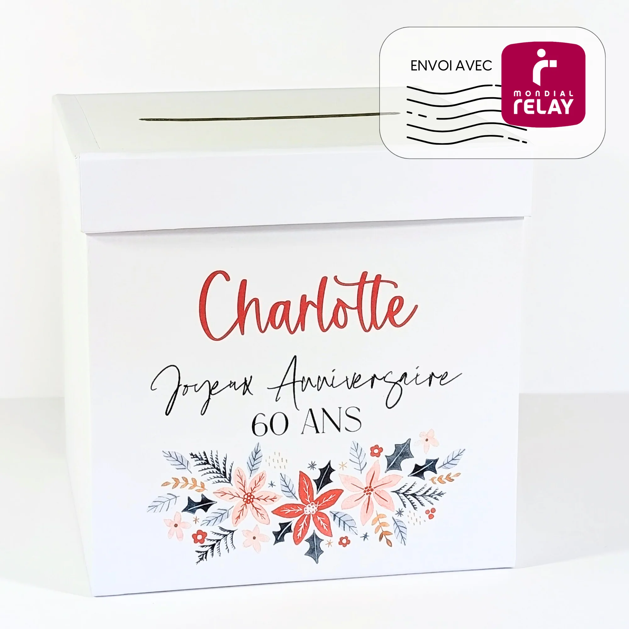 Urne en carton personnalisée - Couronne de fleurs | Urne mariage, baptême, communion, anniversaire, départ à la retraite – Image 7